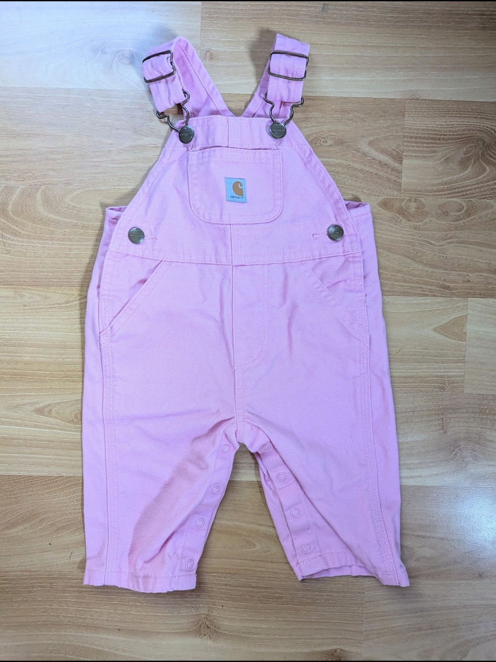Carhartt Baby Girl Overalls 3M Pink Duck Canvas Snap Bib